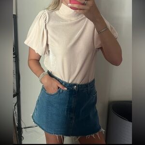 Free People Velvet Bubble Sleeve Top